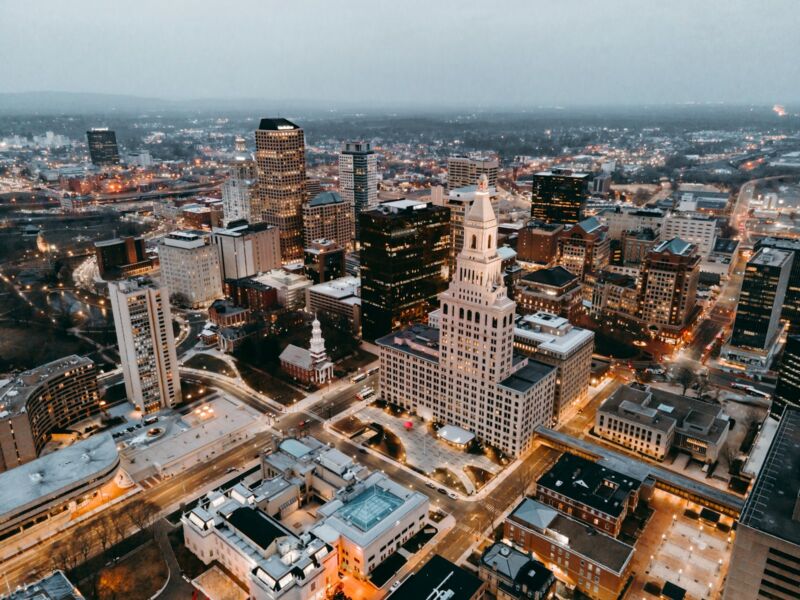 Downtown Hartford, Connecticut from above