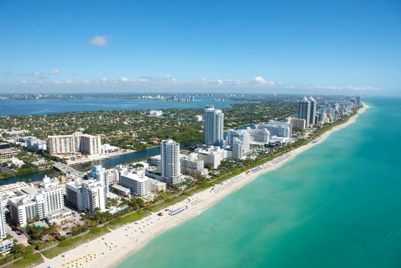 The Miami Beach coastline, Florida