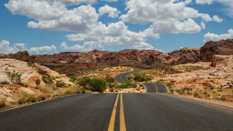 A desert road through Valley of Fire, Nevada