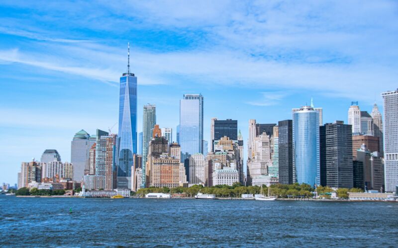 The Manhattan skyline from the water, New York
