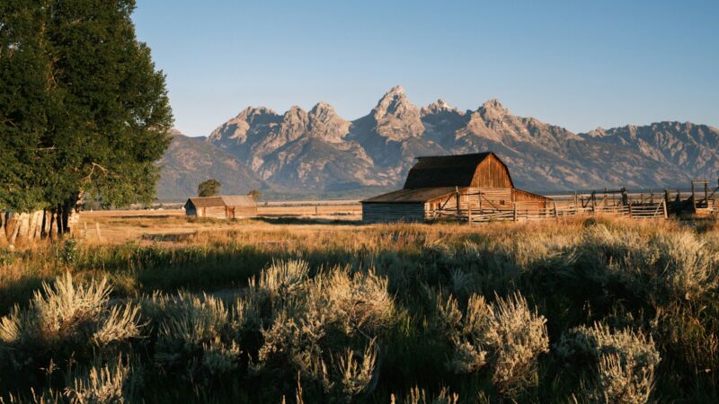 A barn below the Grand Tetons, Wyoming