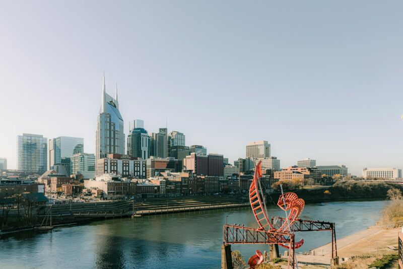 The Nashville skyline across the Cumberland River, Tennessee
